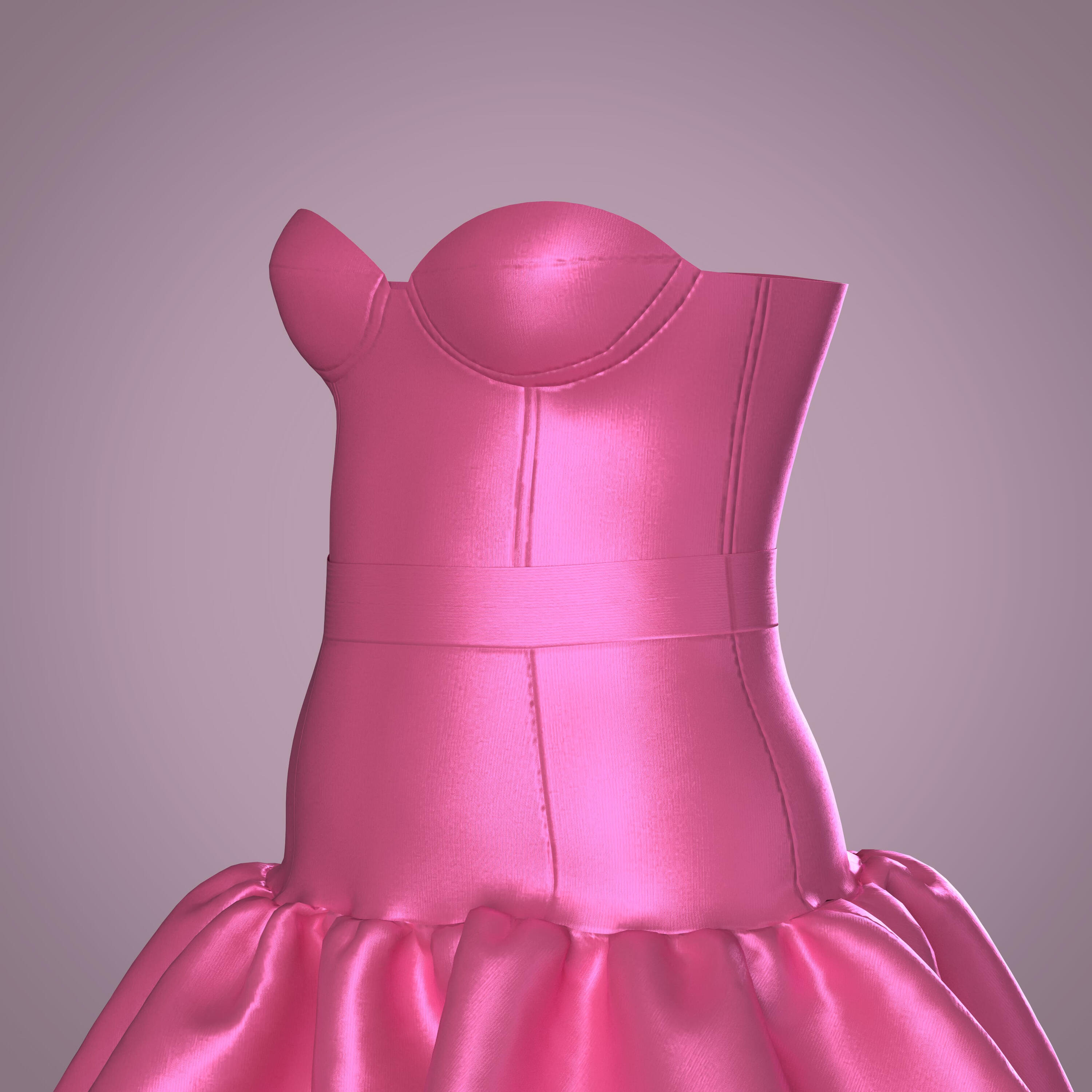 3D Structured Bodice Design – Precision Digital Patternmaking This 3D-rendered pink structured bodice showcases the precision and craftsmanship behind digital pattern development. Created using advanced 3D garment design software, it highlights smooth seam transitions, accurate bust shaping, and realistic satin fabri